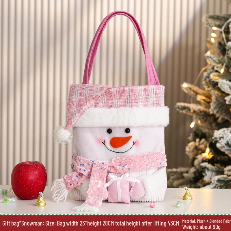 Three-Dimensional Santa Claus Burlap Backpack Candy Bag - Large Christmas Gift Decoration