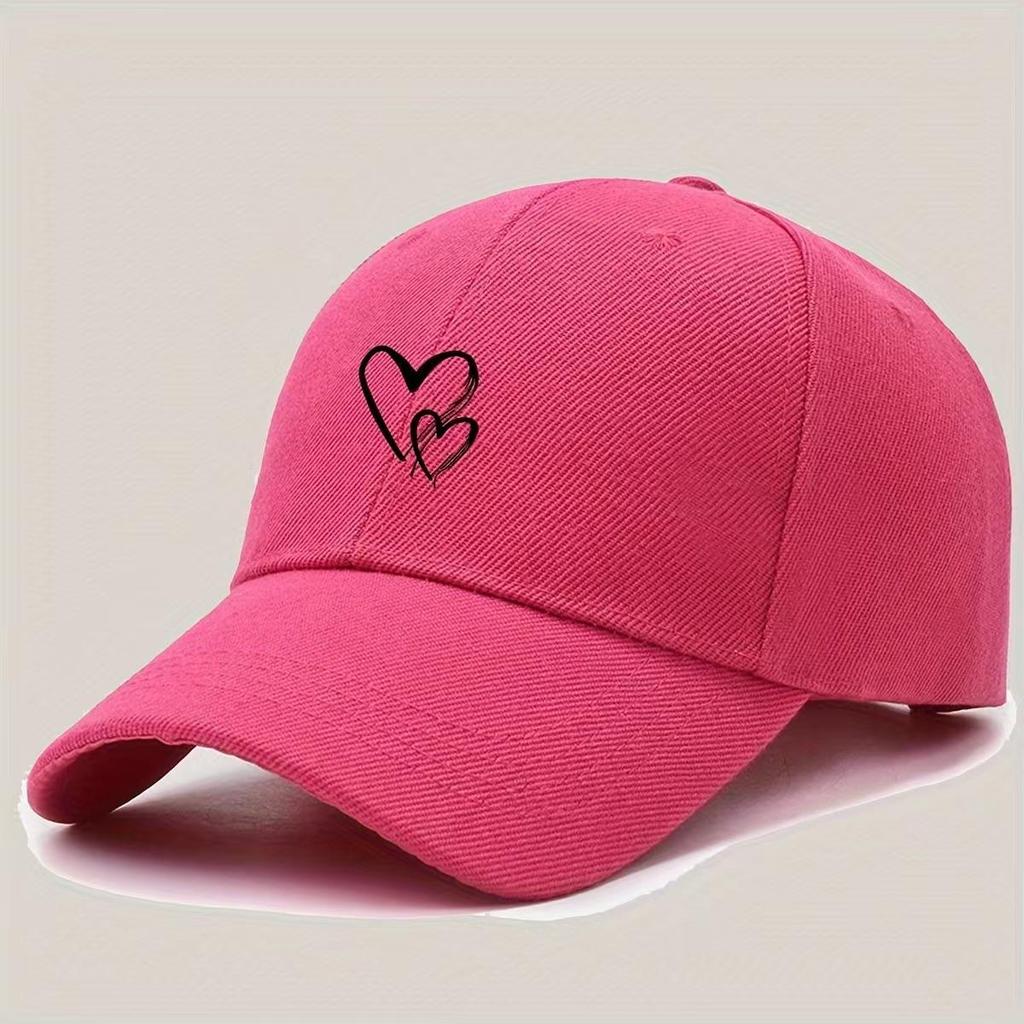 Heart Print Baseball Cap - Men's & Women's Trendy Sun Protection Hat for Outdoor Sports & Casual Wear