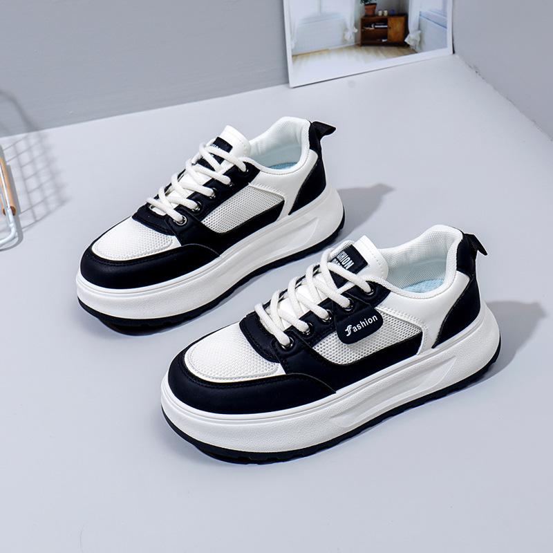 

Fashion 2025 Summer Breathable White Shoes for Women Hollow Out Casual Board Shoes Thick Soled Comfortable Sports Shoes Zapatillas Mujer 35 чёрный