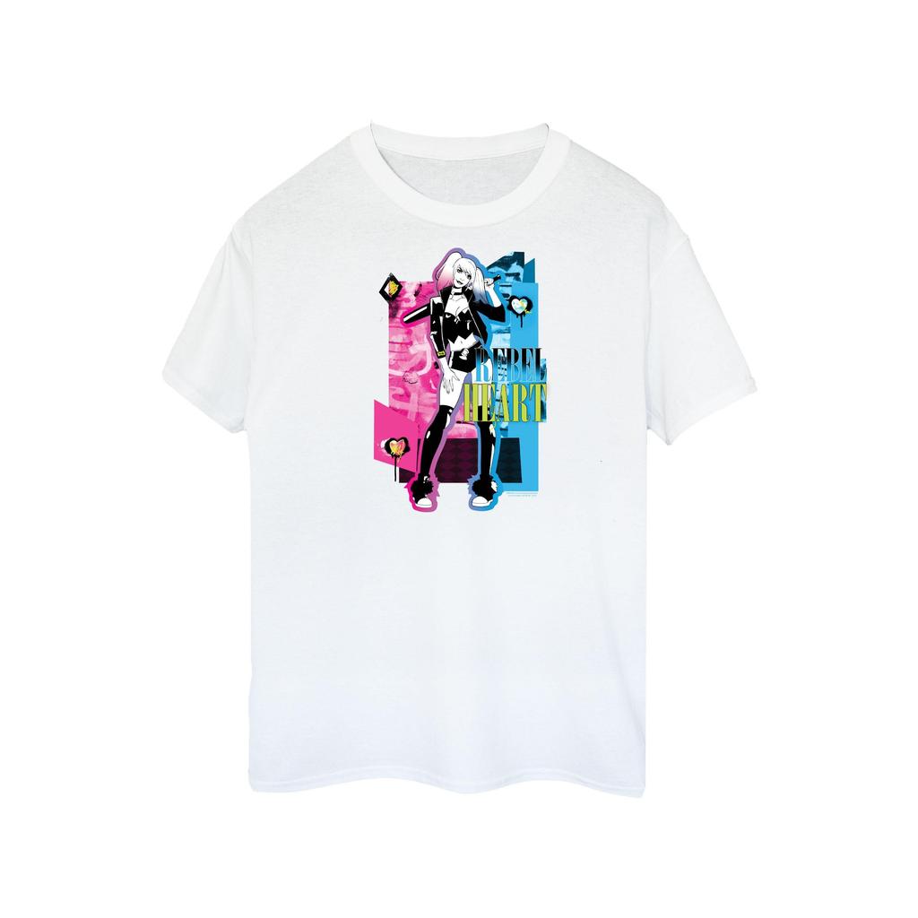 DC Comics Womens/Ladies Harley Quinn Rebel Heart Cotton Boyfriend T-Shirt