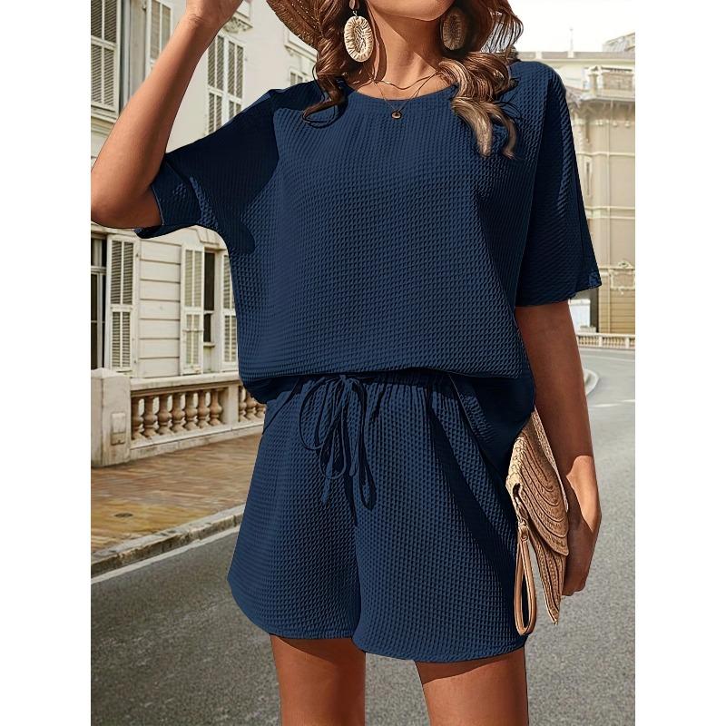 BITCED Women's Fashion Casual Short Sleeve O-Neck Pants Suits