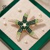 Beach Themed Jewelry Vintage Rhinestone Starfish Brooch, Ocean Metal Lapel Pin, Golden Plated Pin Sea Animal for Suit Dress Coat Scarf Marine