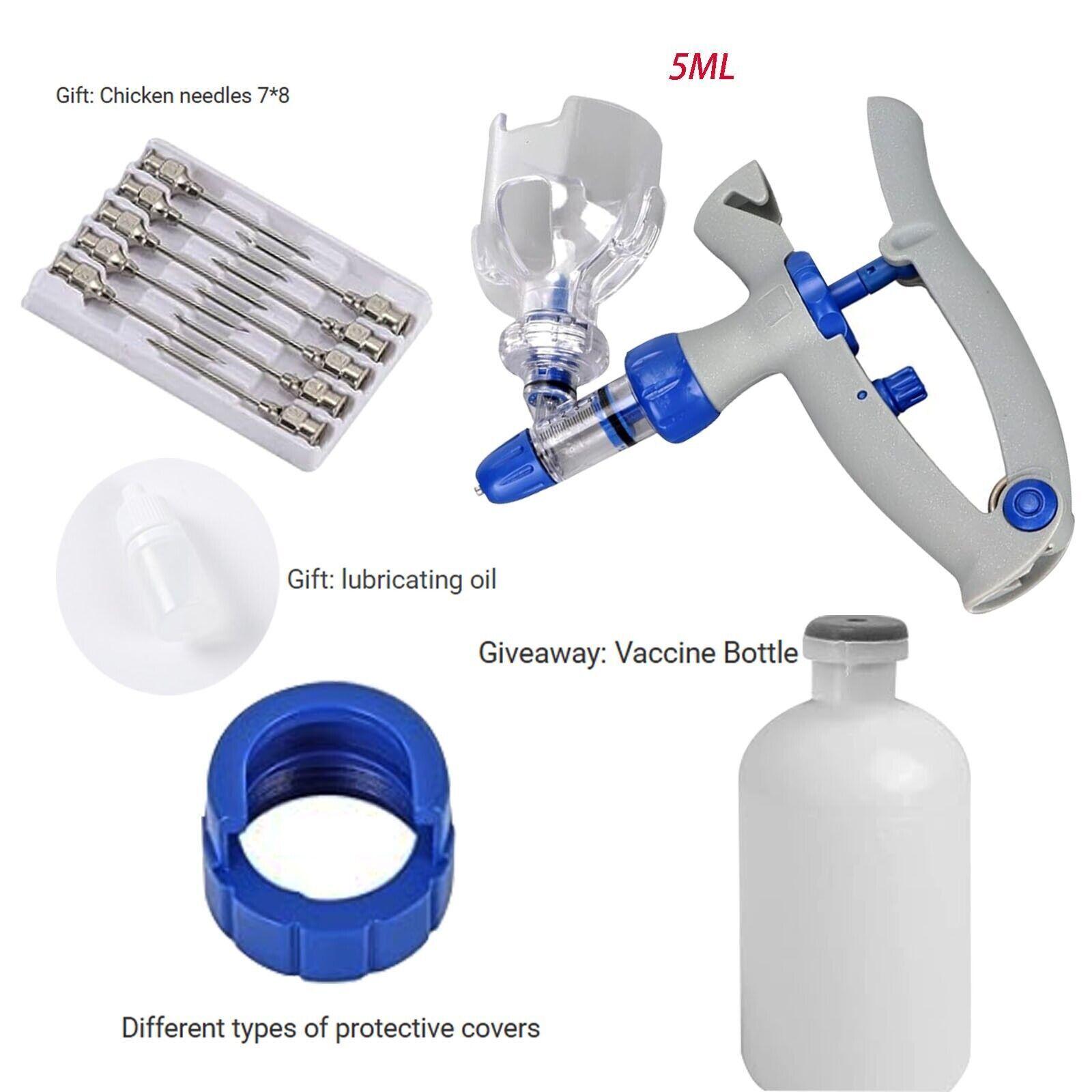 Для КРС Коз Свиней Птицы 5мл Регулируемый Непрерывный Шприц шприц для вакцинации Новый