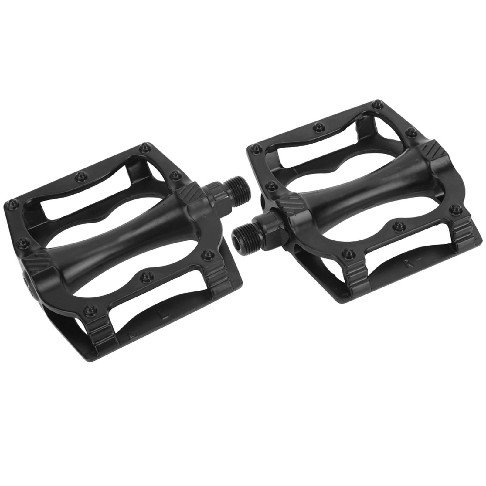 A Pair Aluminium Alloy Black Mountain Bike Pedal Plate Anti‑skid Ball Bearing Pedals Bicycle Accessories