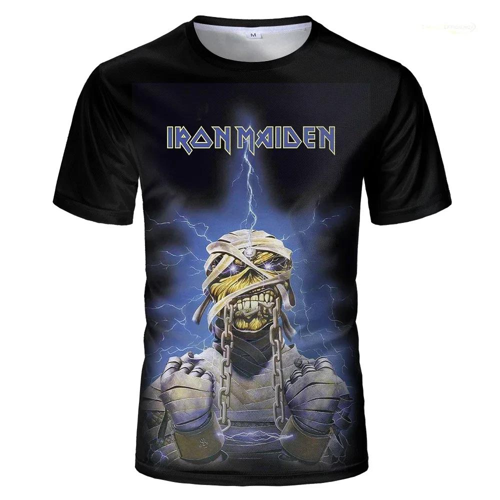 Iron Maiden Piece of Mind Vintage Tee: Eddie with Chains, 1983 Brain Damage, Black Music Fan Shirt