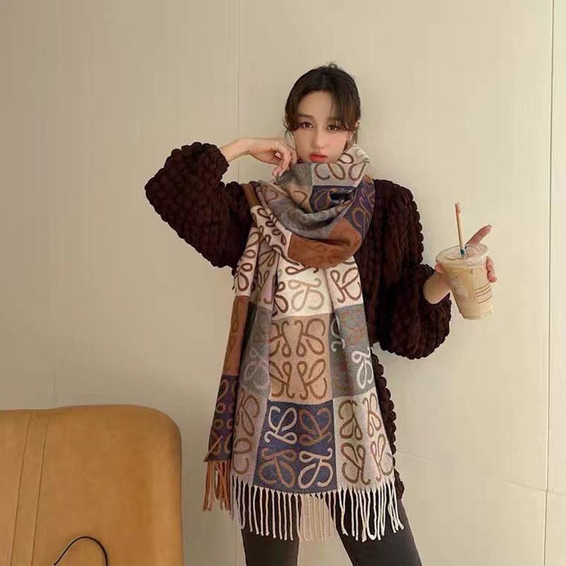 

Толстый зимний женский вязаный теплый шарф в сетку из искусственного кашемира