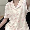 Girl Sweet and Cute Kitty Cat Pajamas Women's Summer New Short-sleeved Shorts Casual Loose Homewear Set
