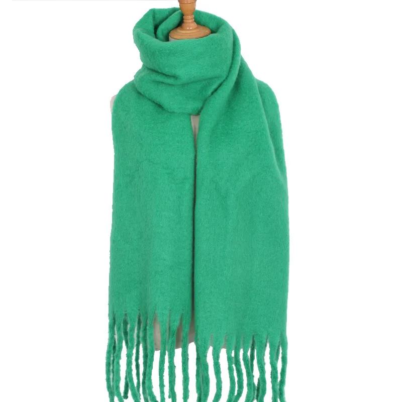 Solid Color Scarf For Women Super Thick Warm In Winter Big Shawl Plush White Snow Scarf  Design Unisex Foulard