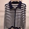 Shop   Women S Daily Look Collared Striped Knit Cardigan Black 21dS Wcd260094