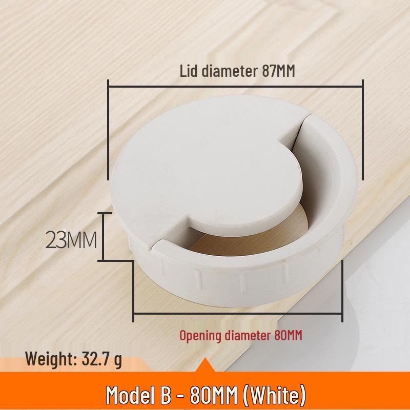 Round Plastic Cable Grommet Hole Cover for Office Desk - Sizes 50/60/65/80 Mm
