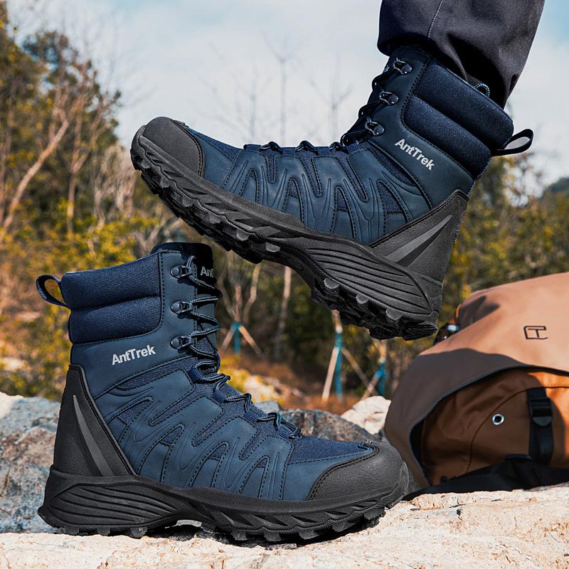 Men Tactical Boots Lace Up High Top Men's Hiking Shoes Waterproof Leather Hunting Sneakers Non-slip Outdoor Field Training Boots