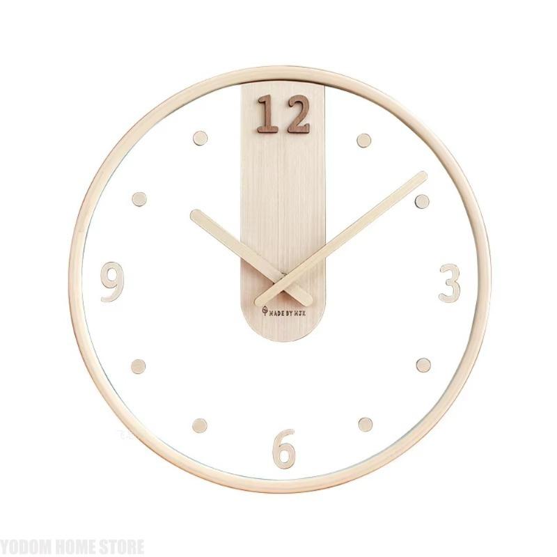 Modern Transparent Glass Wall Clock 3D Digital Minimalist Silent Wooden Clocks Living Room wall decoration items 12inchs Watch