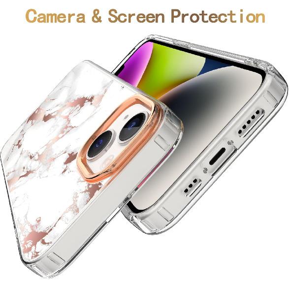 BAISRKE Compatible with iPhone 13 Case,Clear Case with Marble,for Girly Women,Shockproof Marble Pattern Hard Back Cover for iPhone 13 Case 6.1 inch