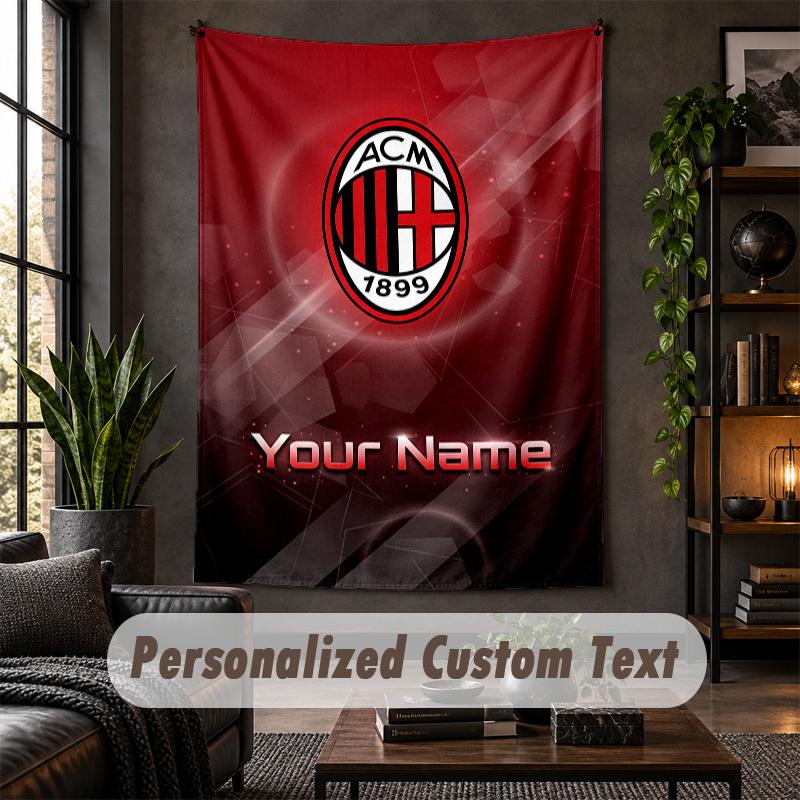 Personalized Wall Tapestry,AC Milan Custom Text, Soft Fabric Wall Art For Indoor Decoration