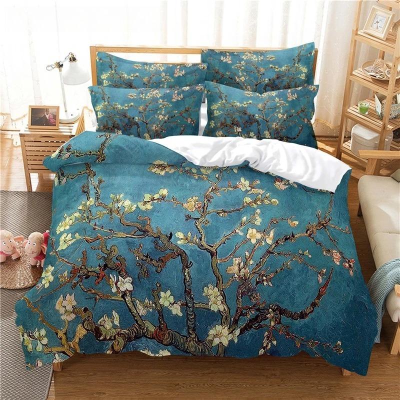Elegantes Blumen-Bettwäscheset, Bettbezug-Set, 3D-Bettwäsche, Digitaldruck, Queen-Size-Bettwäscheset aus Polyester, modisches Design, bunt
