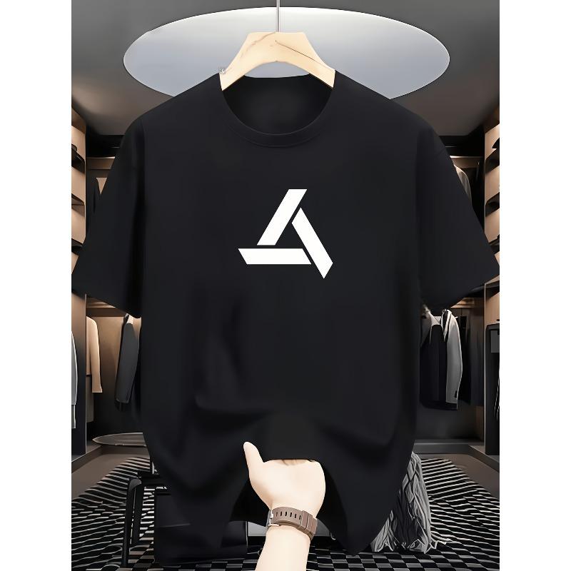 Trendy Men'S T-Shirt with a Tech-Inspired Triangular Design, Perfect for Street Style And As a Gift for Your Brother