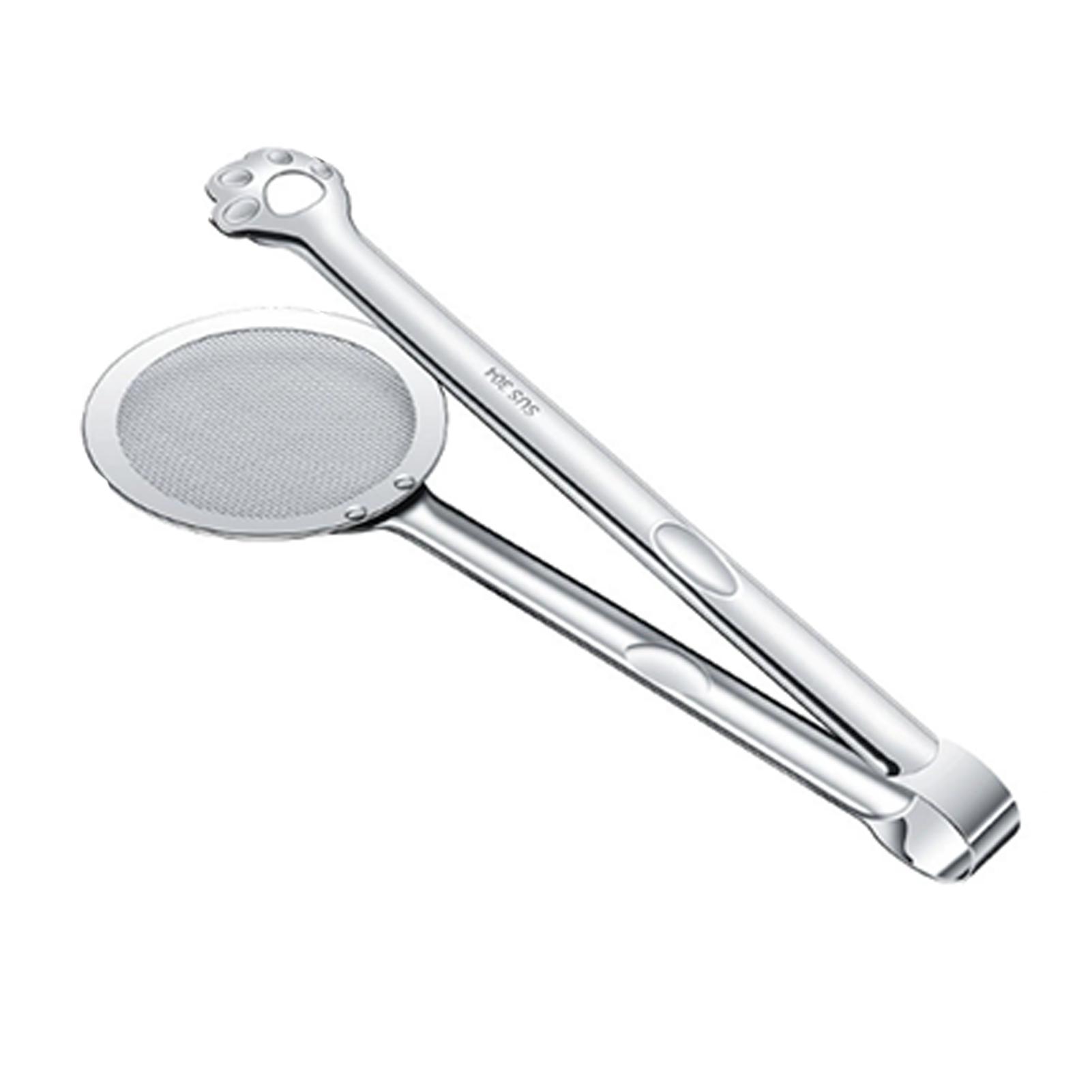 

New 1PC Stainless Steel Handheld Multi-functional Creative Filter Spoon Clip Colander Oil-Frying Clip Fried Chicken Accessories срібний