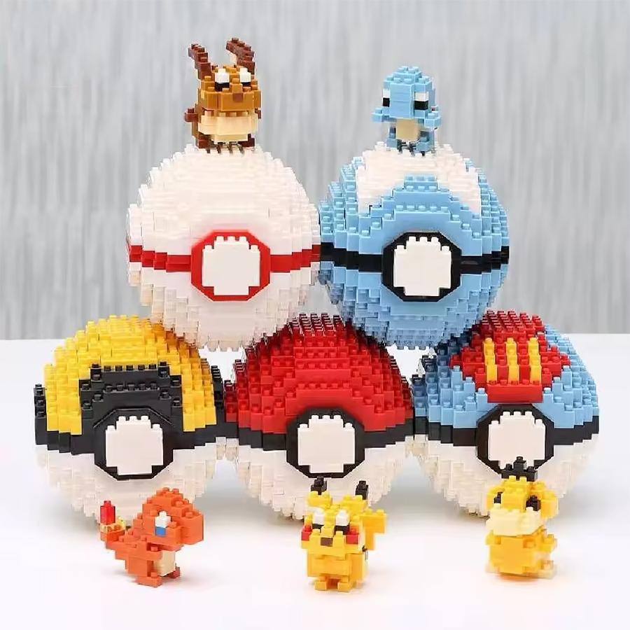 Micro Blocks Pokemon Pokeball Anime Action Figure Cartoon Toys Building Blocks Pikachu Pocket Monster Sets