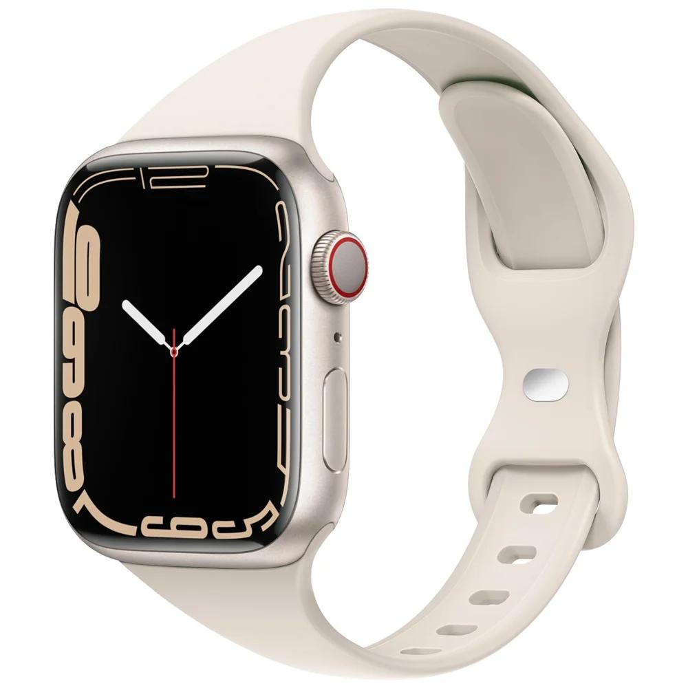 Slim Silicone Strap For Apple Watch Band 45mm 44mm 40mm 41mm 42-38mm sport bracelet iwatch series 8 7 se 3 4 5 6 9 ultra 2 49mm