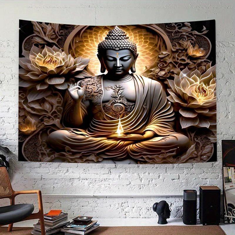 VIKAMA Buddhism Meditation Lotus Tapestry Oriental Zen Meditation Space Atmosphere Living Room Buddha Modern Home Tapestry 60X90CM(2X3FT