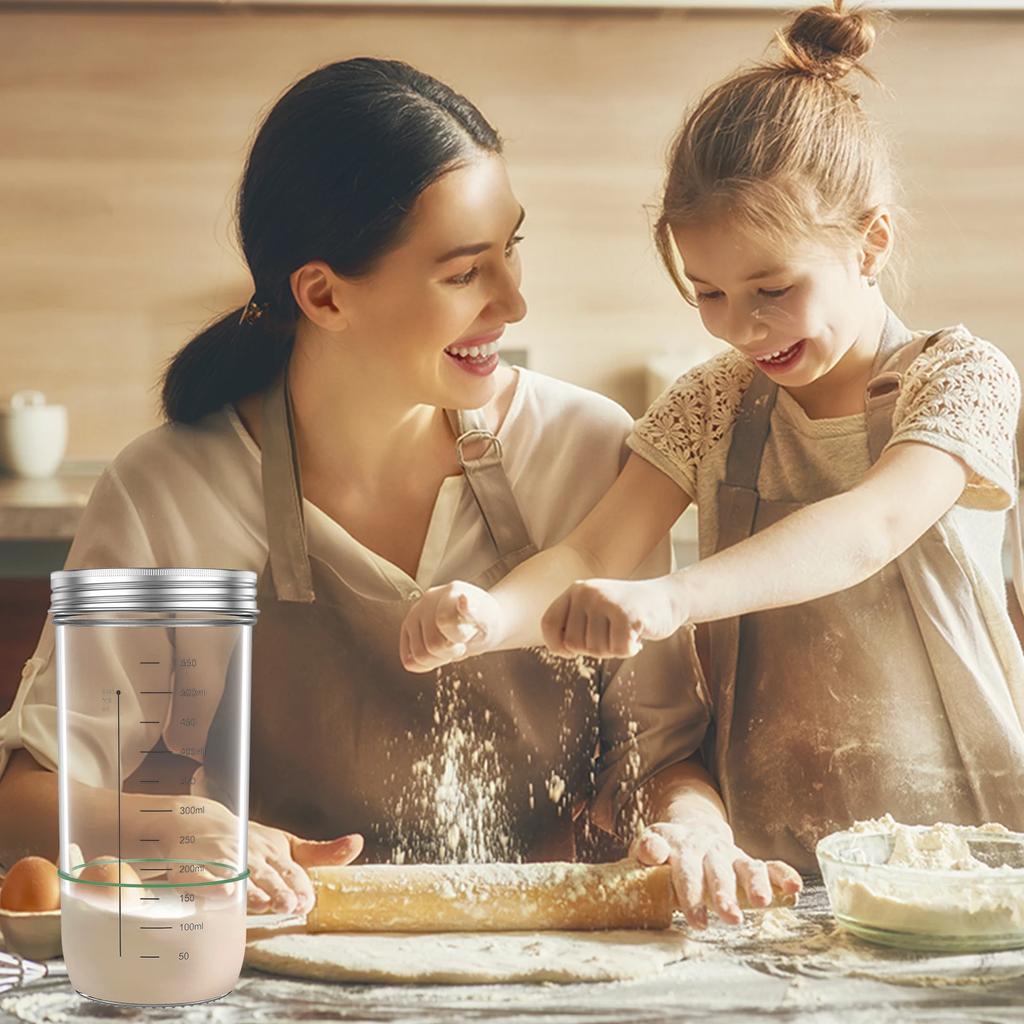 Zestaw 9 szt. słoików na zakwas z wagą i termometrem 730 ml Żaroodporny pojemnik na zakwas z metalową pokrywką Wielokrotnego użytku