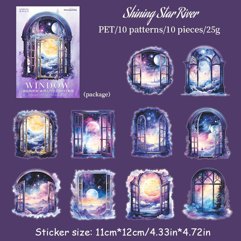 

Новинка, 10 шт./компл., винтажный пейзаж за окном, декоративная наклейка для домашних животных, 6 стилей, принадлежности для ведения журналов 3. Brilliant Galaxy