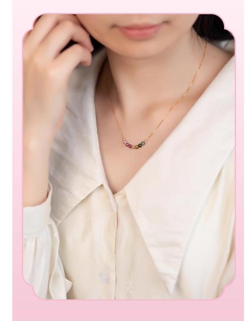 Turmalinstein Schlüsselbeinkette - Leichter Luxus, Nicht verblassend, Einfache High-End Dopamin Choker für Frauen