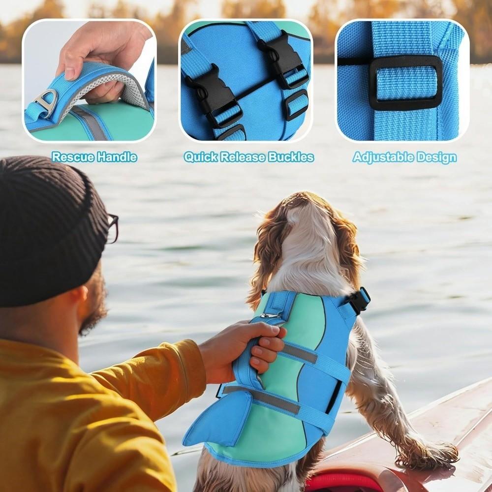 Waterproof Pet Life Jacket Adjustable Pet Buoyancy Suit Dog Swimsuit Dog Swimming Vest Boating