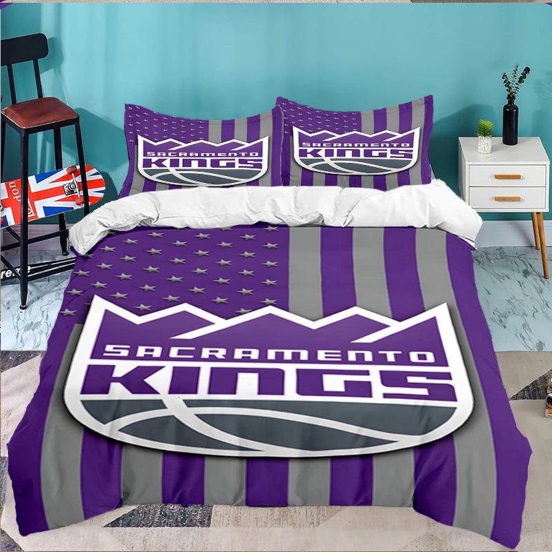 Kings Basketball Team Logo 3pcs Bedding Set,Including 1pc Duvet Cover And 2pcs Pillowcases Perfect Gift for Christmas,Ideal for Bedroom, Dormitory