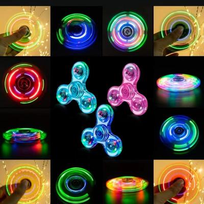 Hot-selling New Luminous Crystal Gyro Luminous Transparent LED Fingertip Gyro Colorful Children's Toys