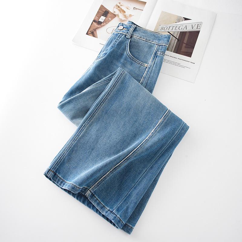 Dámské džíny s vysokým pasem a širokými nohavicemi - Modré, zeštíhlující a všestranný jarní styl 2025