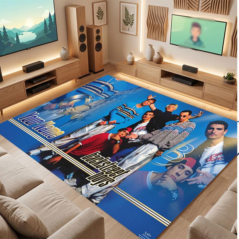 Backstreet Boys Personalized Crystal Velvet Carpet, Customized Name Text Soft Anti‑Slip Rug for Living Room Bedroom