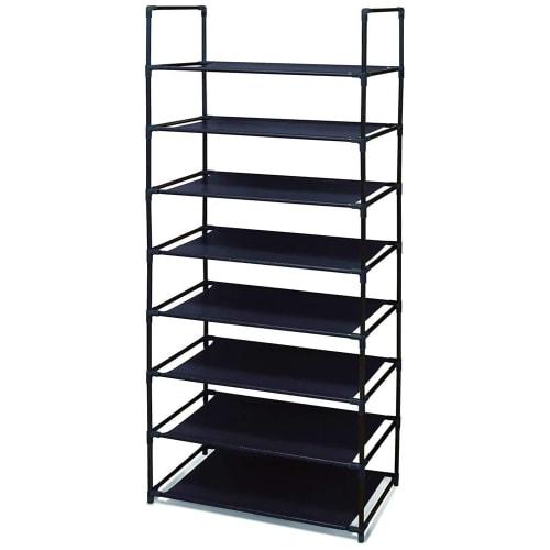TRADE ONE Freestanding Rack, 8 Shelves, 57cm Wide x 28cm Deep x 141cm High, 8kg Load Capacity, Easy Assembly, Lightweight, Large Capacity, Black, 1051