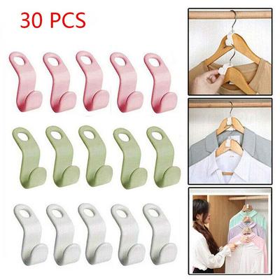 30pcs Connector Hooks Saving Hanger Clip Space Cascading Closet Clothes Hanger Storage Durable