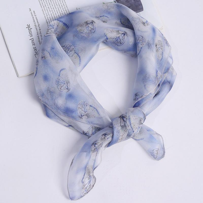 Solid Color Silk Square Scarf Spring and Autumn Thin Mulberry Silk Scarf for Women's Summer Sun Protection Gauze Scarf Versatile Neck Protection Scarf