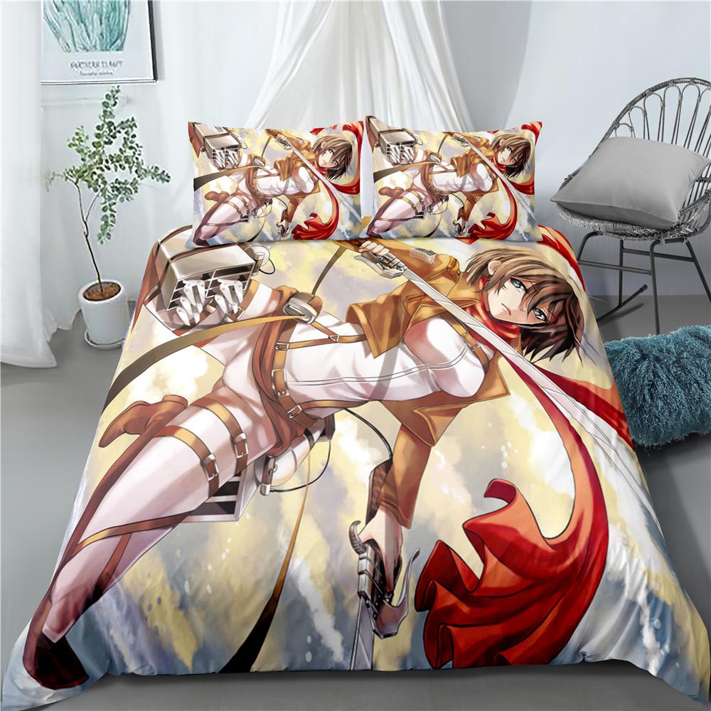 Moda Anime Attack on Titan Tessile per la Casa Federa 3D Biancheria da Letto Piumoni per Bambini Set Biancheria da Letto per Tessili per la Casa