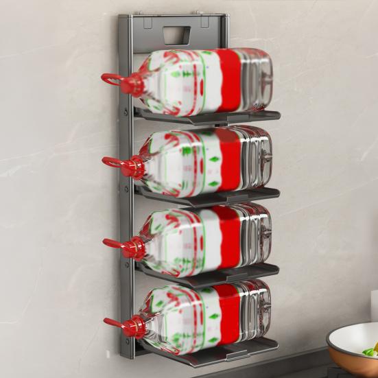 Kitchen Storage Rack Wall Mounted with Suction Cup Organizer Foldable Serving Platter Countertop Shelf for Bowls Plates