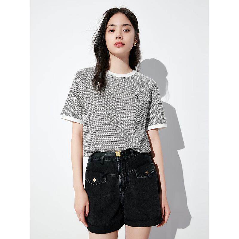 PEACEBIRD Women's Little Fragrance Style Short Sleeve Knit T-Shirt