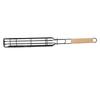 Kabob Grilling Baskets Lockable Iron Kebab Grill Grate with Wooden Handle for Grilling Vegetables