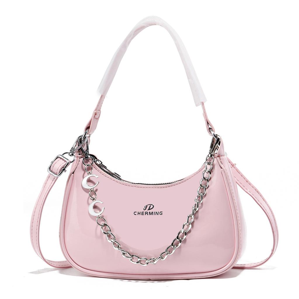 2026 New Glossy Patent Leather Crescent Armpit Bag