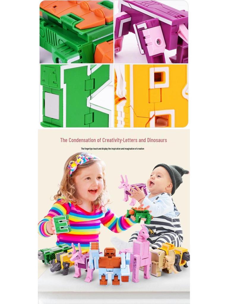 GUDI Newle 2926 Transforming Alphabet Dinosaur Robot - Compatible with Lego Bricks for Educational Assembly (Boys)