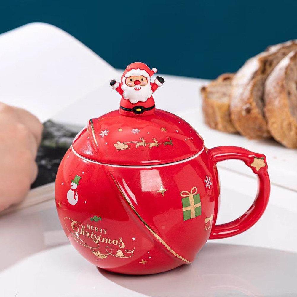 Christmas Mugs Cute Coffee Cups Beverage Drinking Ceramic Travel with Lid Spoon other