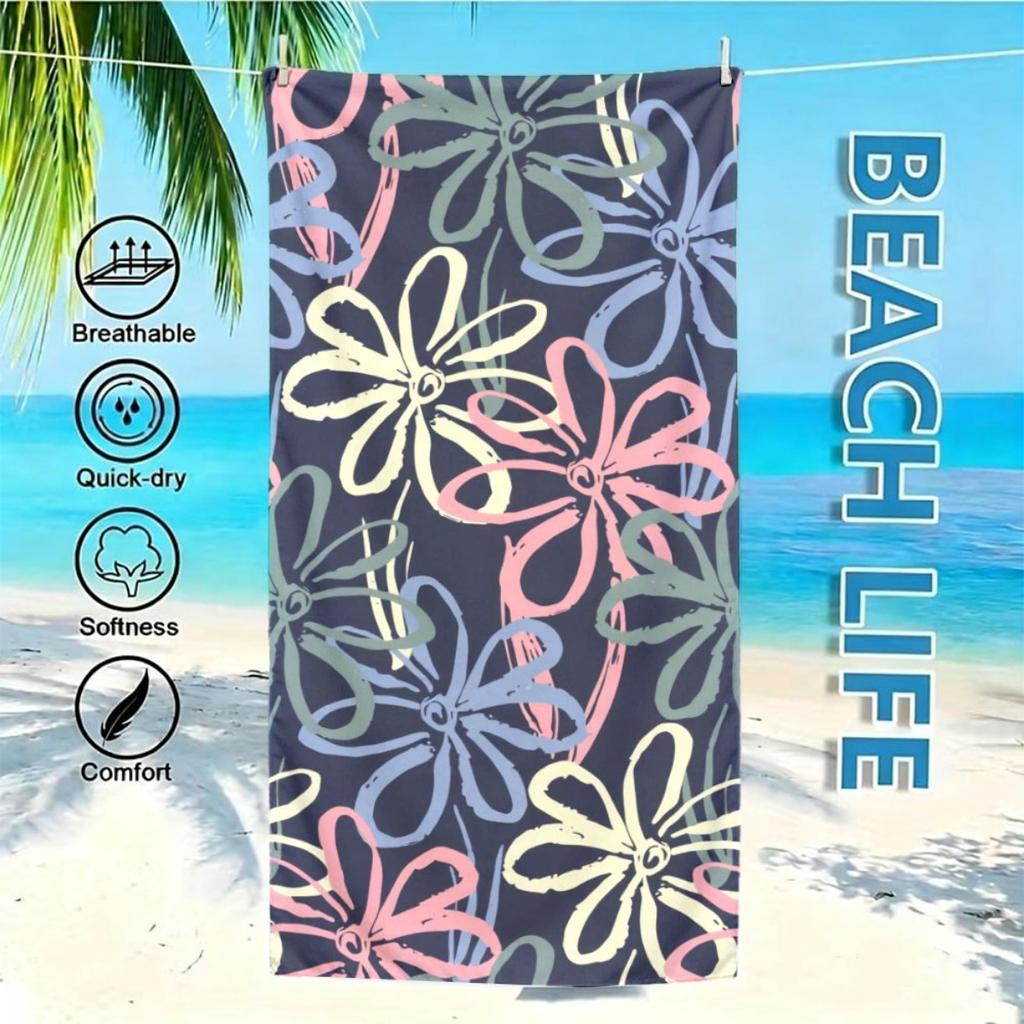 Vintage Floral Oversized Beach Towel Patterned Sunscreen And Windproof Suitable For Swimming Pool Camping Travel Blanket