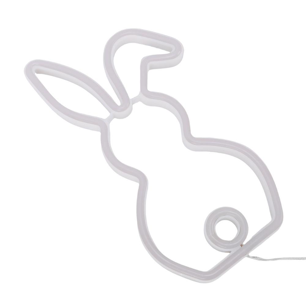USB Battery Powered Bunny Neon Sign Bicolor LED Bunny Night Light Easter Bunny Sign For Club