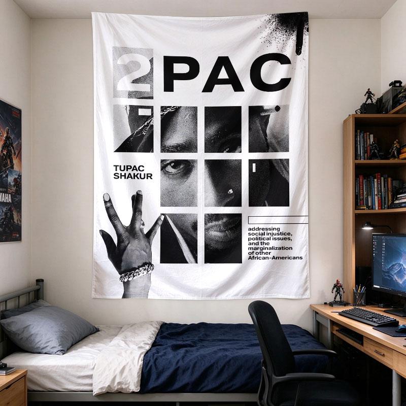 2Pac Tupac Shakur Minimalist Grid Portrait Hand Sign Hip Hop Poster