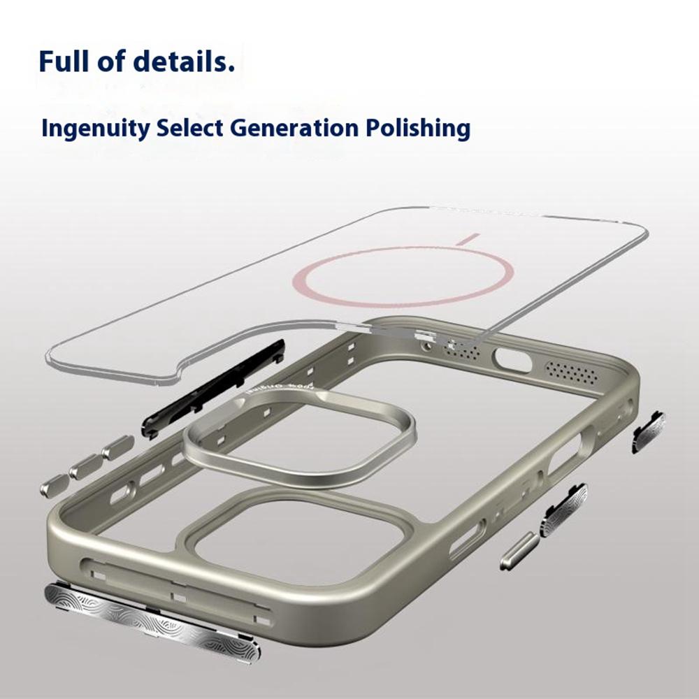 For iPhone 16 Pro Max Case Compatible with MagSafe Metal Lens Frame TPU+Acrylic Phone Back Cover