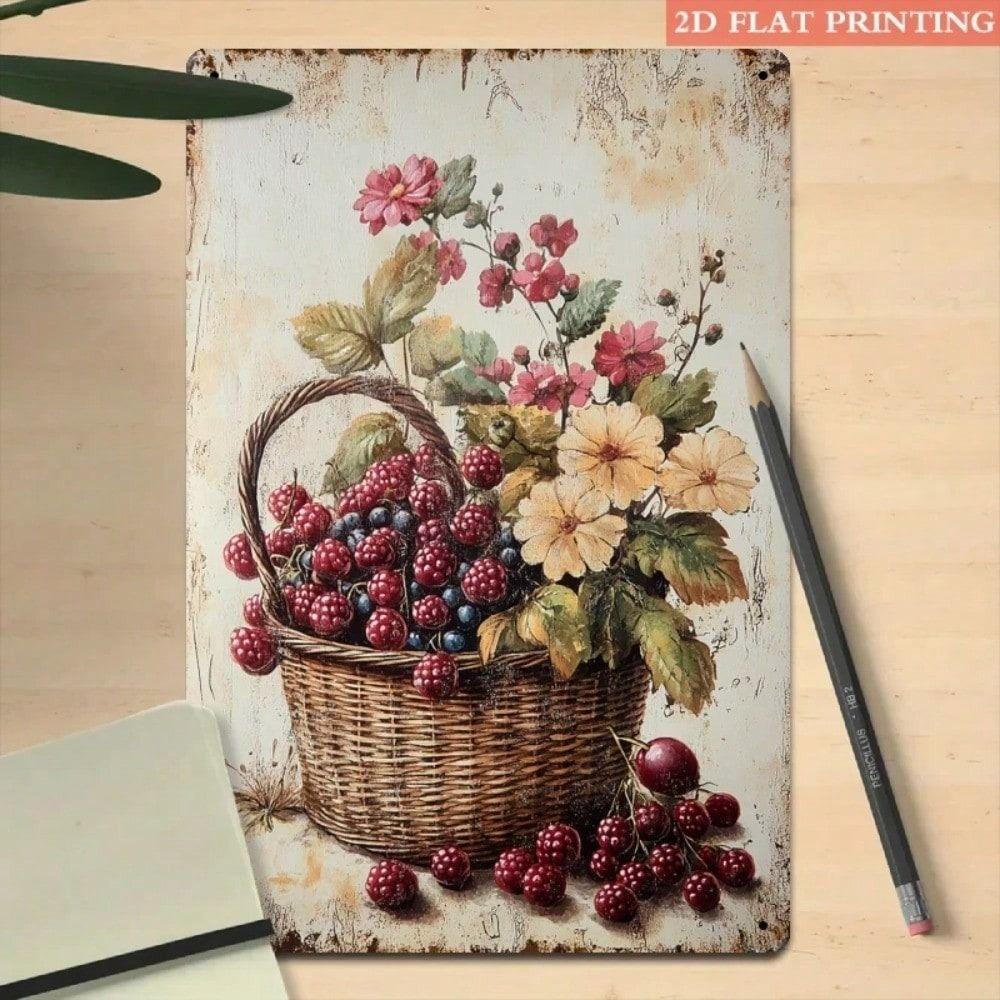 Vintage Metal Wall Art Flowers Fruits Kitchen Decor