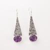 Natural Amethyst Gemstone 925 Sterling Silver Jewelry Handcrafted Earrings 1.9" EE-165-12