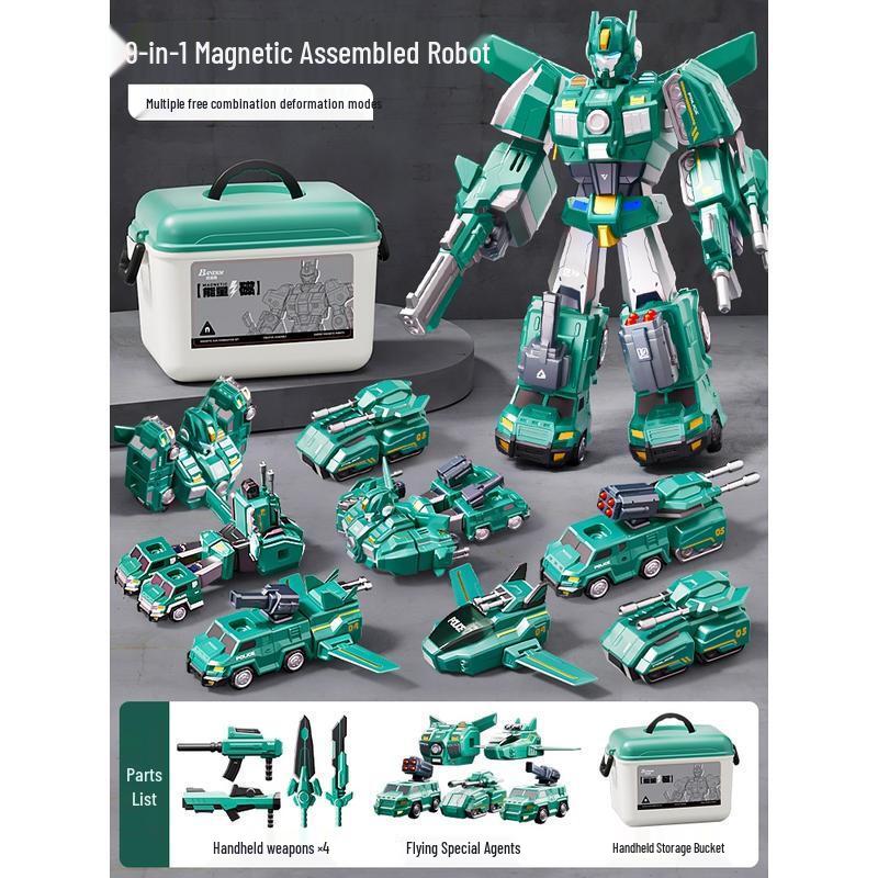 HANDUNYOU 9-in-1 Transforming Magnetic Robot Toy