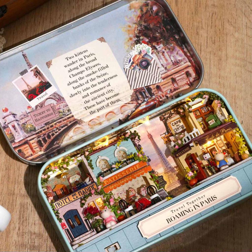 DIY Wooden Doll House Box Miniature Toy with LED Light Decoration Birthday Christmas Gift Toys for KidQ-012